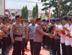 Dansat Brimob Polda Riau sambut kunjungan Kapolda Riau ke Mako Brimob