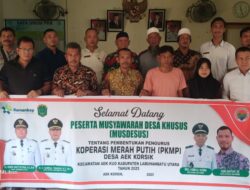 Desa Aek Korsik, Kecamatan Aek Kuo, Kabupaten Labuhanbatu Utara Melaksanakan Musdesus Pembentukan Koperasi Merah Putih (PKMP)